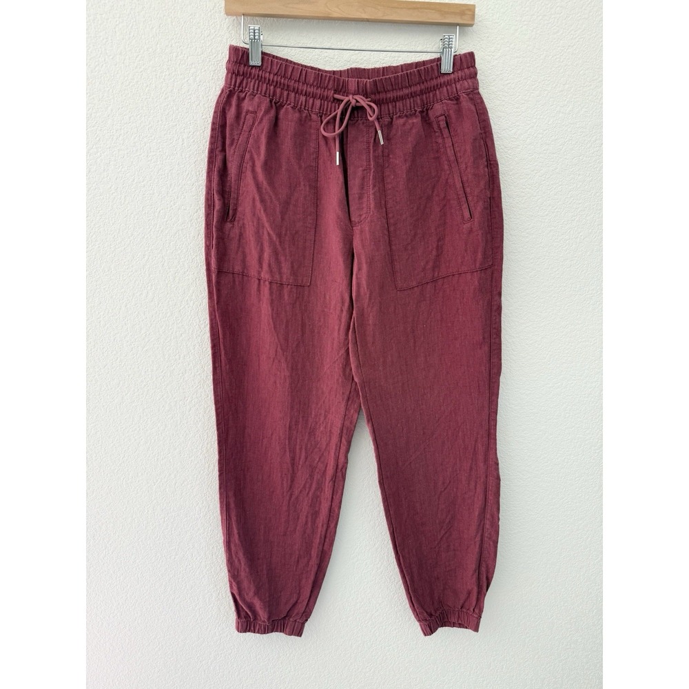 Athleta 100% Linen Cabo Jogger Pants 4 Raspberry